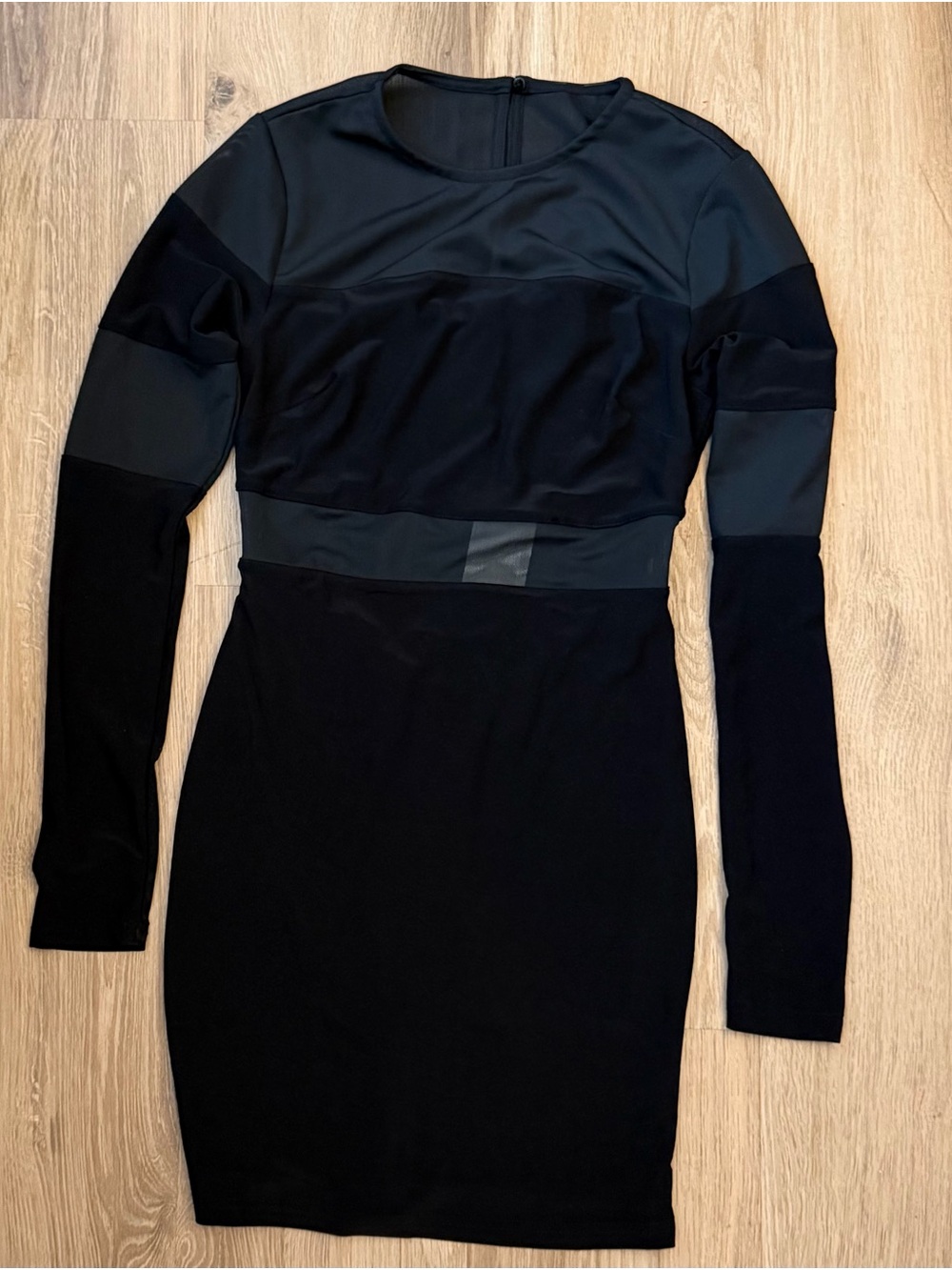 Vici Black Long Sleeve Panel Bodycon Dress